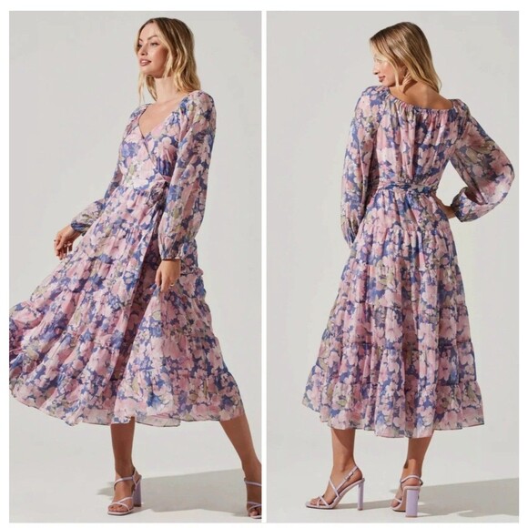 Anthropologie ASTR the Label Jannika Wrap Floral Maxi  Boho V-Neck Dress Size XL - Picture 1 of 10